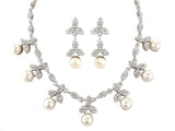 Crystal necklace and earrings set made from cubic zirconia and Swarovski crystals, the necklace is fully adjustable and the earrings measure 6cm