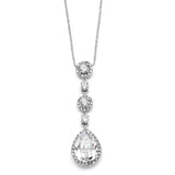Fully adjustable crystal necklace made from clear cubic zirconia crystals on a rhodium plated silver tone finish, pendant measures 5.2cm. 