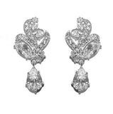 Crystal chandelier earrings made from high quality clear cubic zirconia crystals on a rhodium plated finish, they have a drop of 3cm