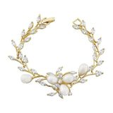 Crystal and pearl bracelet made with clear crystals and freshwater pearls on a rhodium plated gold finish