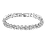 Crystal bracelet made with clear crystals on a rhodium plated silver finish