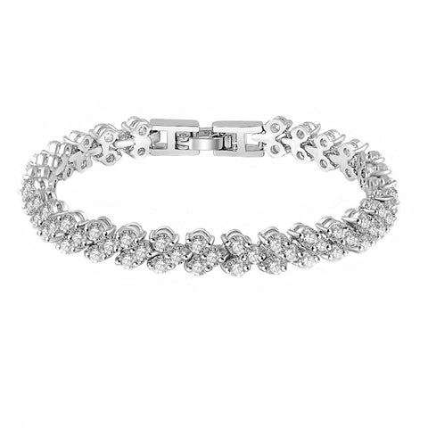Crystal bracelet made with clear crystals on a rhodium plated silver finish