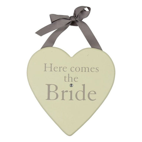 'Here Comes the Bride' Hanging Wooden Heart Sign
