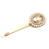 Ava Crystal & Pearl Flower Hair Clip - Available in Gold or Silver