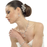 Becky Crystal and Pearl Necklace and Earrings Set