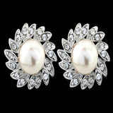 Crystal and pearl earrings made from cubic zirconia crystals and ivory pearls, they measure 1.5cm by 1.5cm 