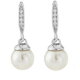 Clear crystal and Ivory pearl earrings with a drop of 1.5cm