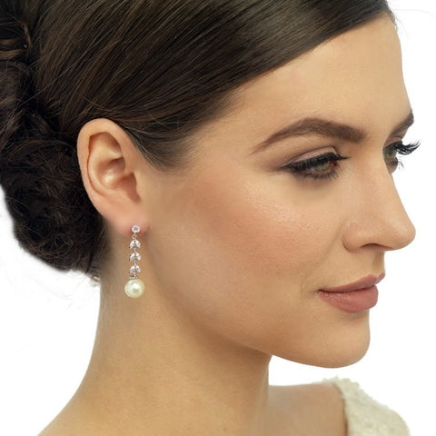 Leandra Crystal and Pearl Earrings