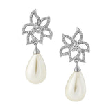 Luna Crystal and Teardrop Pearl Earrings