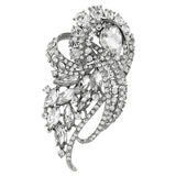 Crystal brooch on a silver tone finish with clear crystals, it measures 9.5cm by 5cm