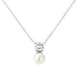 Crystal and pearl necklace on a silver tone finish, the pendant is 1.5cm long 