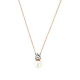 Crystal and pearl necklace on a rose gold finish, the pendant is 1.5cm long 